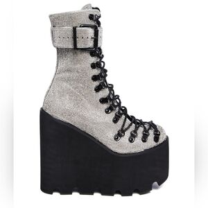 New Silver rhinestone platform boots